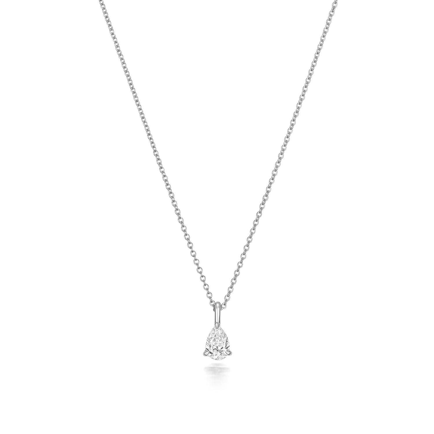 Naomi Diamond Pear Shaped Necklace - 18k White Gold