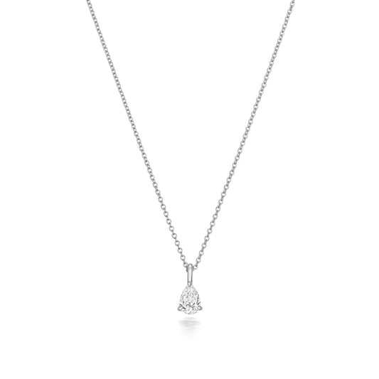 Naomi Diamond Pear Shaped Necklace - 18k White Gold