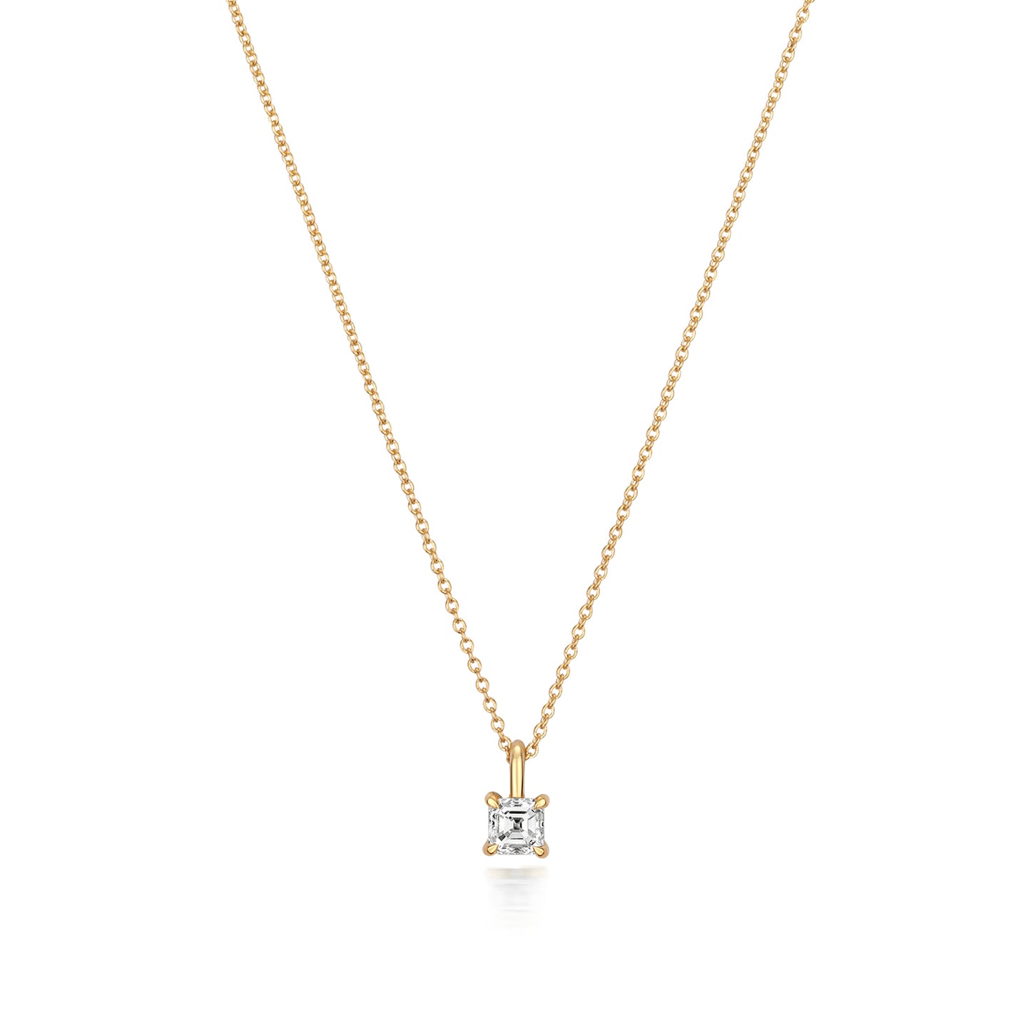 Naomi Diamond Asscher Cut Necklace - 18k Yellow Gold