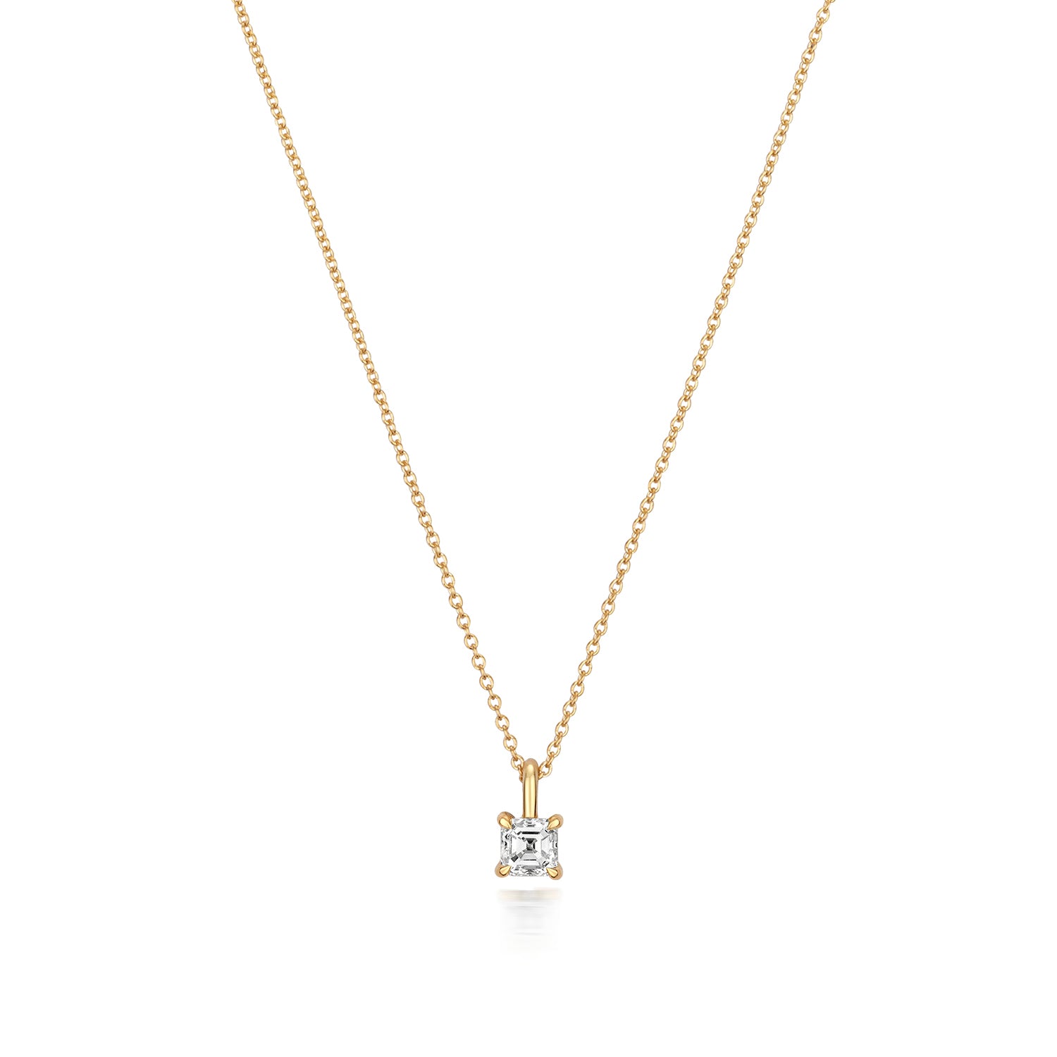 Naomi Diamond Asscher Cut Necklace - 18k Yellow Gold