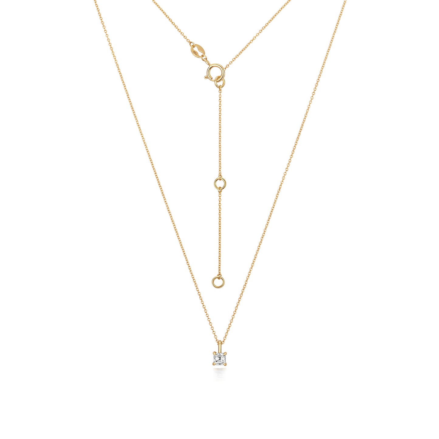 Naomi Diamond Asscher Cut Necklace - 18k Yellow Gold