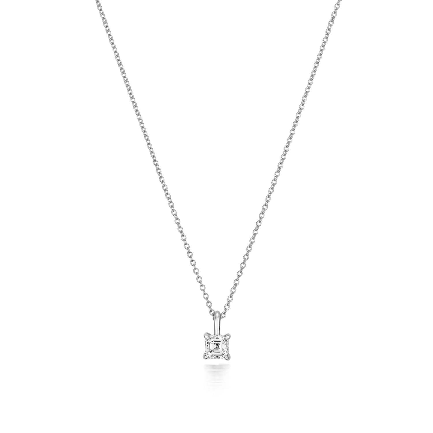 Naomi Diamond Asscher Cut Necklace - 18k White Gold