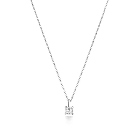 Naomi Diamond Asscher Cut Necklace - 18k White Gold