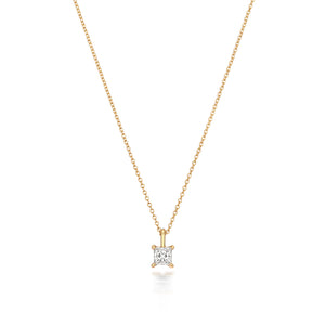 Naomi Diamond Princess Cut Necklace - 18k Yellow Gold