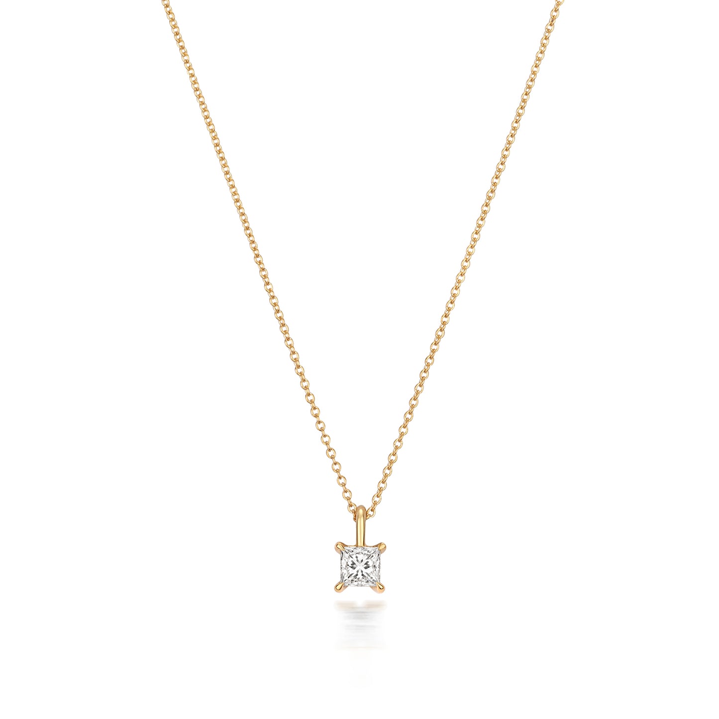 Naomi Diamond Princess Cut Necklace - 18k Yellow Gold