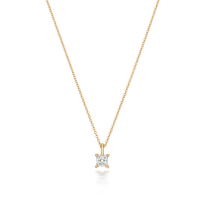 Naomi Diamond Princess Cut Necklace - 18k Yellow Gold