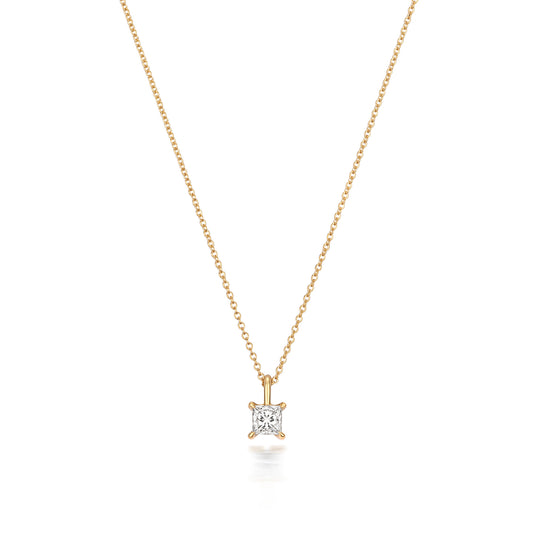 Naomi Diamond Princess Cut Necklace - 18k Yellow Gold