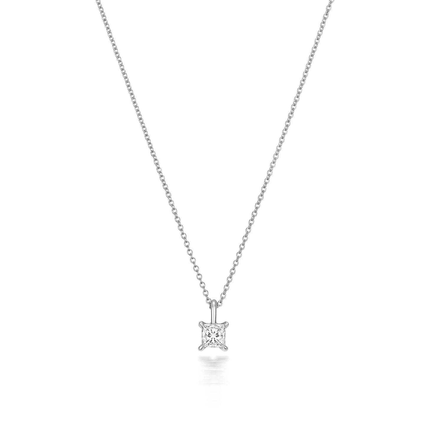 Naomi Diamond Princess Cut Necklace - 18k White Gold