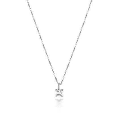 Naomi Diamond Princess Cut Necklace - 18k White Gold