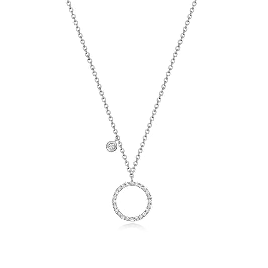 Celestial Diamond Circle Necklace - 18k White Gold