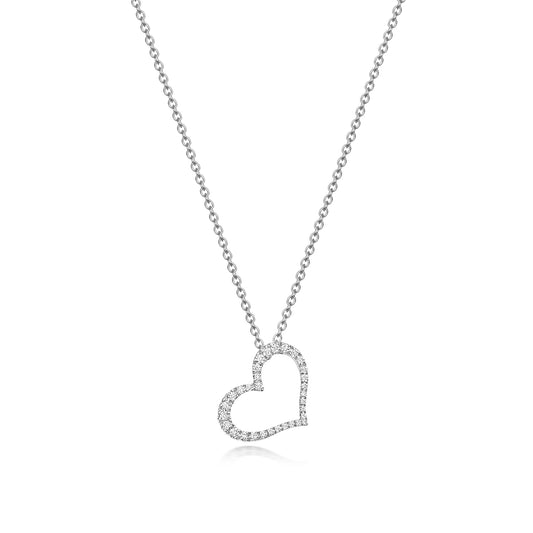 True Heart Diamond Necklace - 18k White Gold