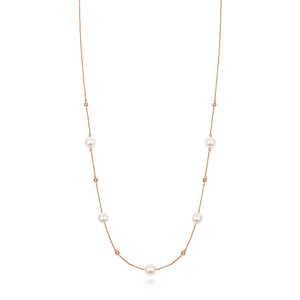 Akoya Pearl and Diamond Necklace - 18k Rose Gold