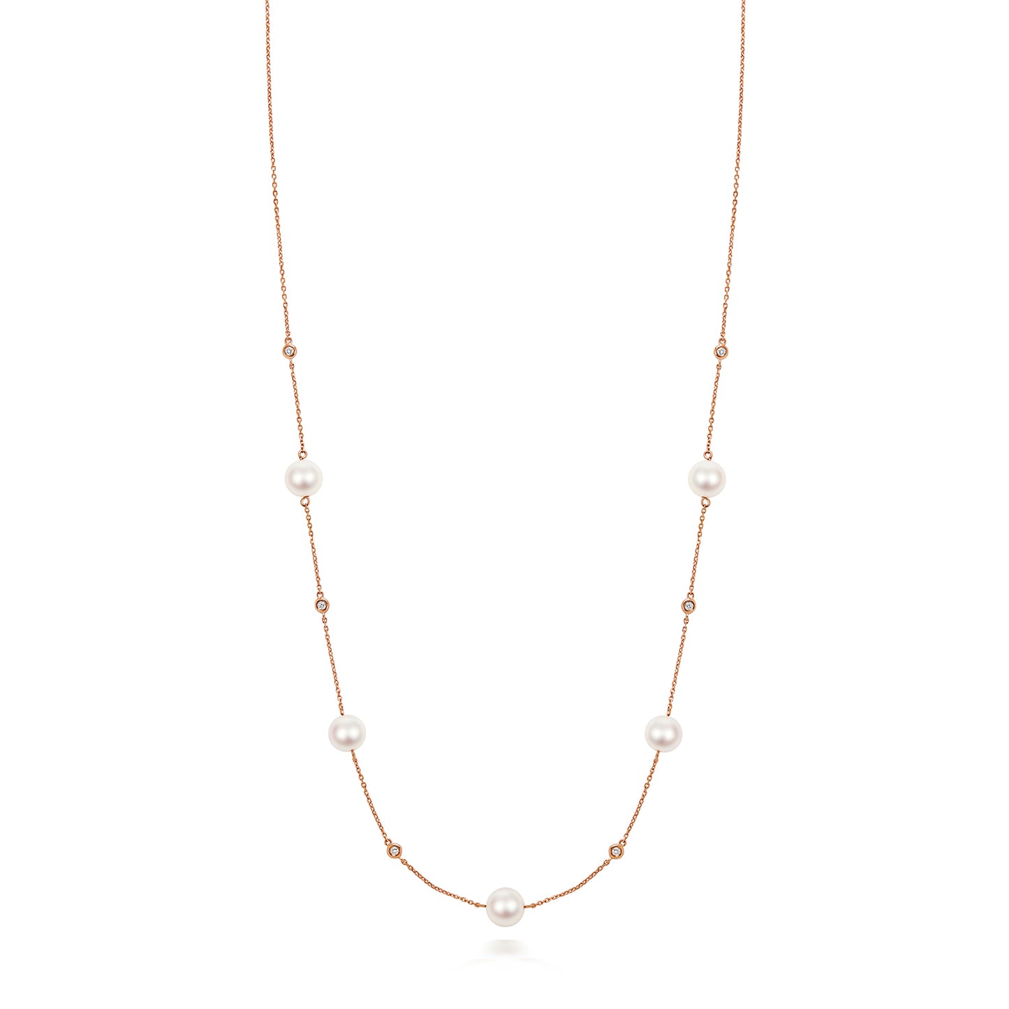 Akoya Pearl and Diamond Necklace - 18k Rose Gold