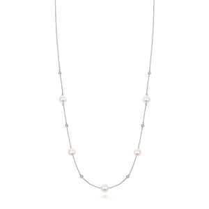 Akoya Pearl and Diamond Necklace - 18k White Gold