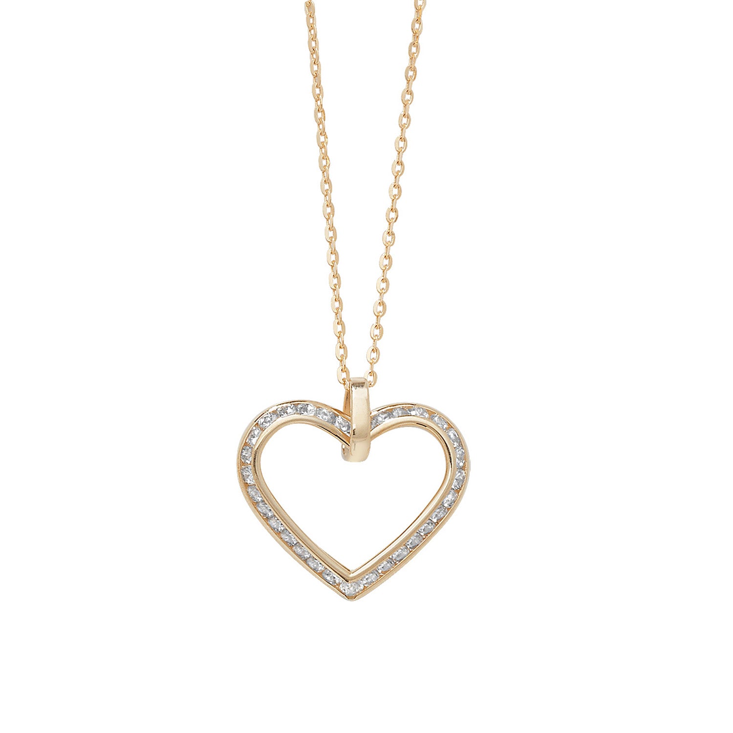Zina Cubic Zirconia Heart Shaped Necklace - 9k Yellow Gold