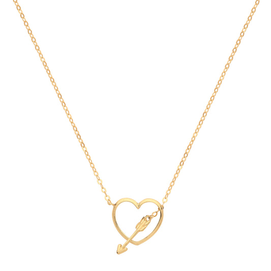 Heart & Arrow Charm Necklace - 9k Yellow Gold