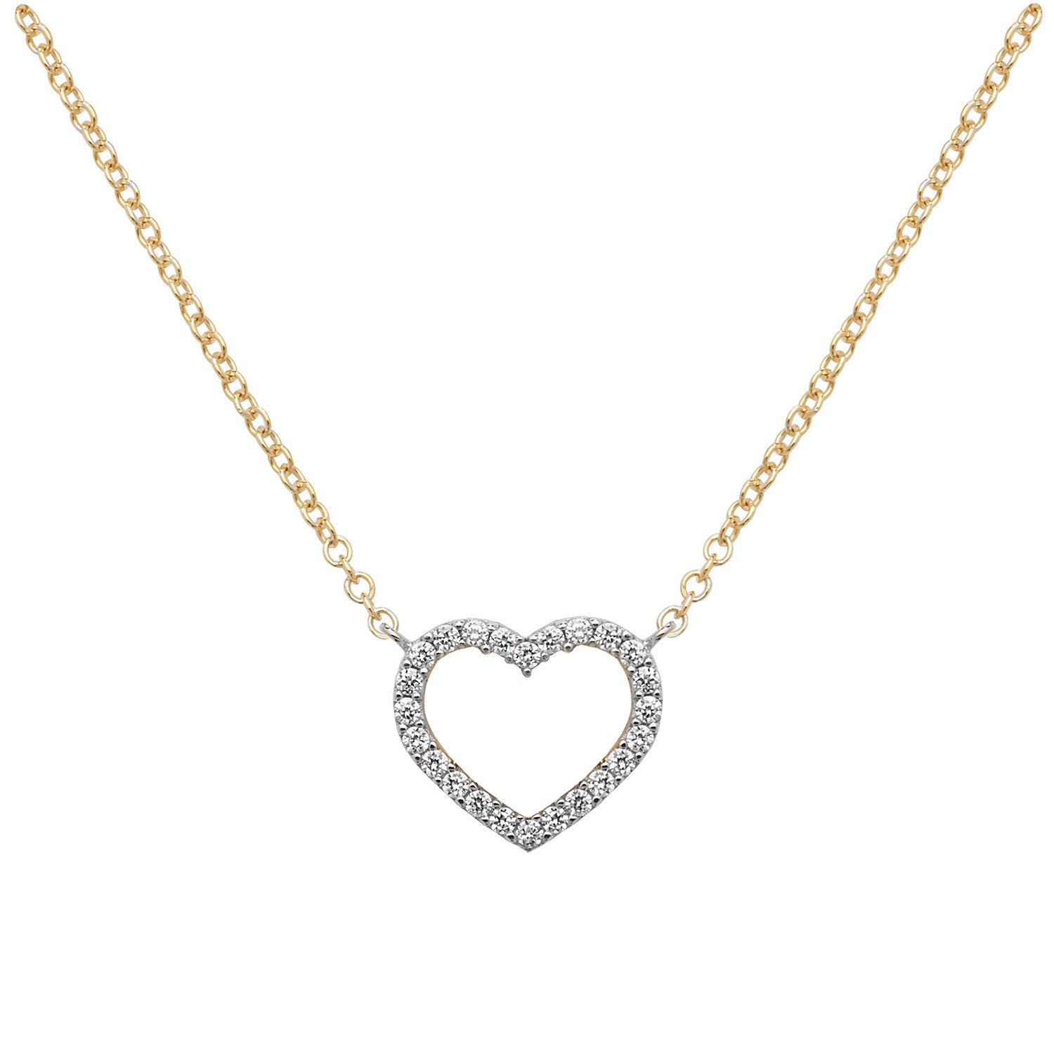 Sofia Cubic Zirconia Heart Necklace - 9k Yellow Gold