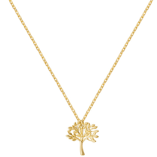 Tree Charm Pendant Necklace - 9k Yellow Gold