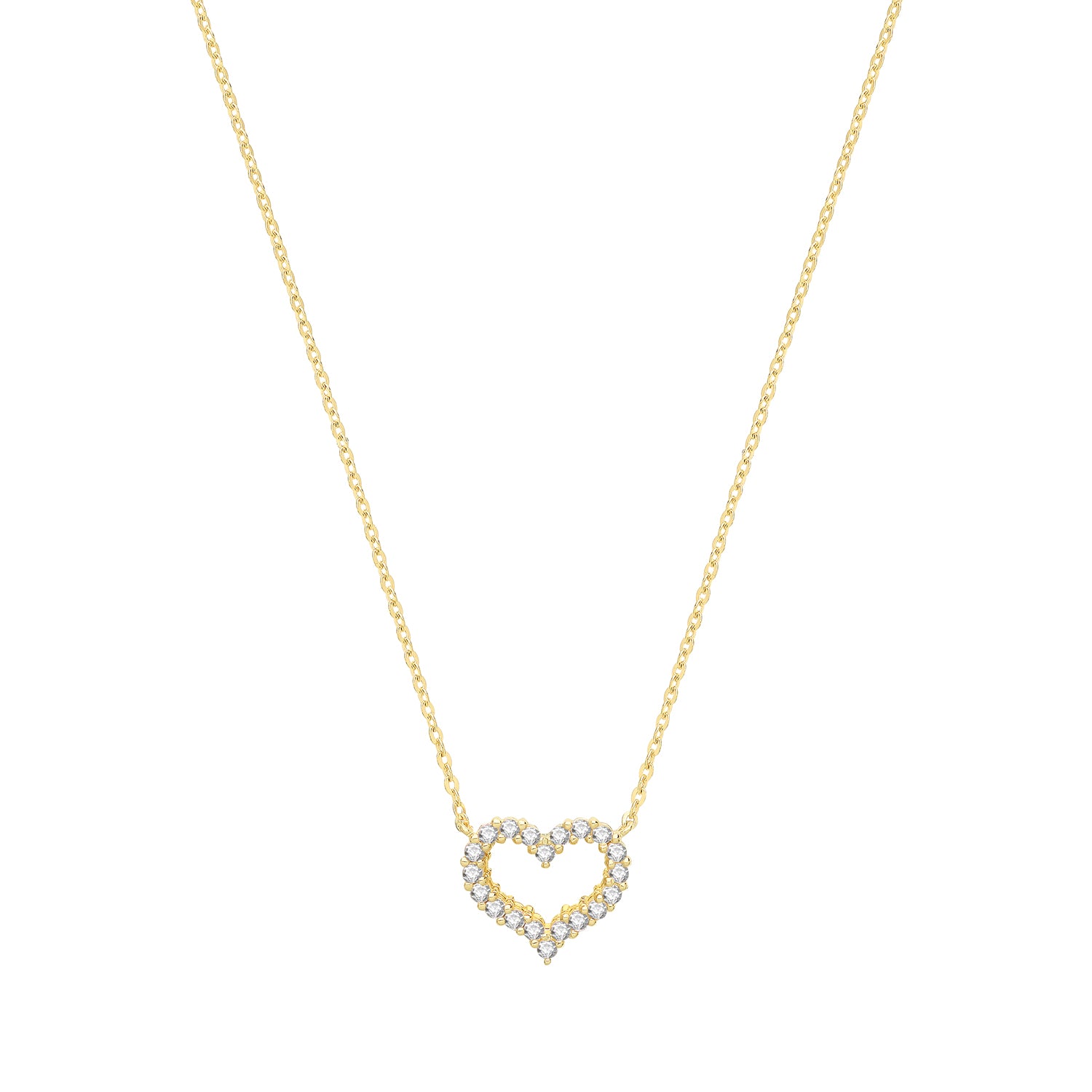 Sofia Cubic Zirconia Heart Shaped Necklace - 9k Yellow Gold