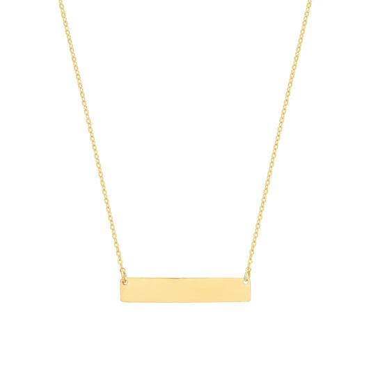 Bar Plate Necklace - 9k Yellow Gold