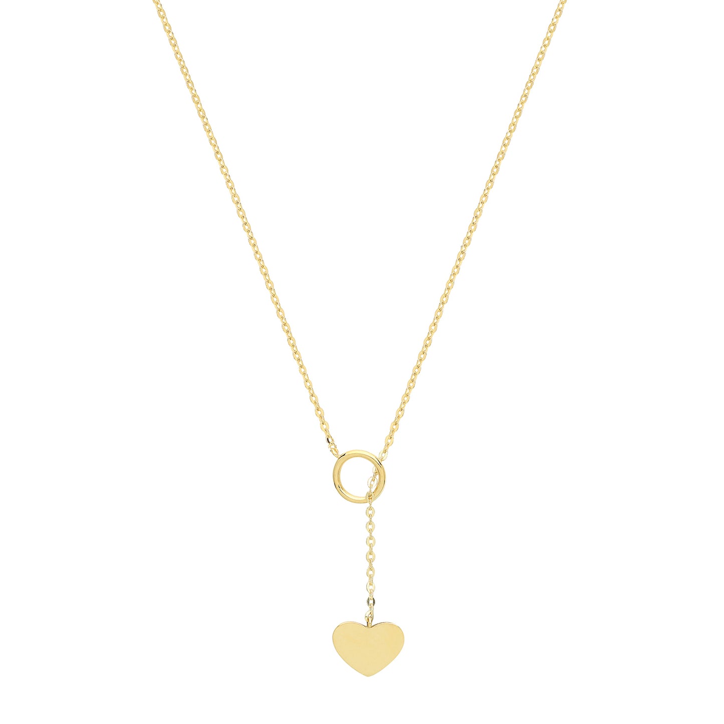 Heart & Circle Open Necklace - 9k Yellow Gold