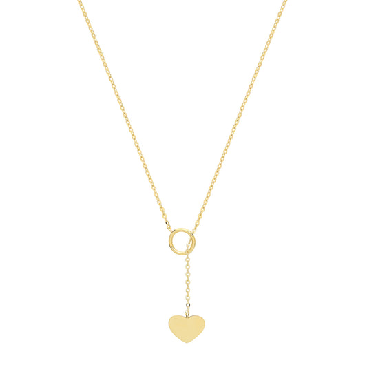 Heart & Circle Open Necklace - 9k Yellow Gold