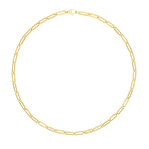 Solid Gold Paperclip Chain Necklace - 9k Yellow Gold, 17 inch