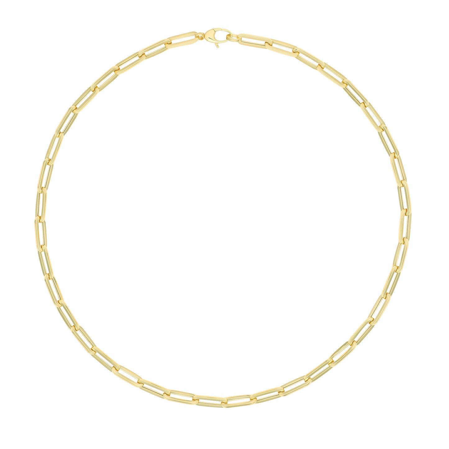 Solid Gold Paperclip Chain Necklace - 9k Yellow Gold, 18 inch