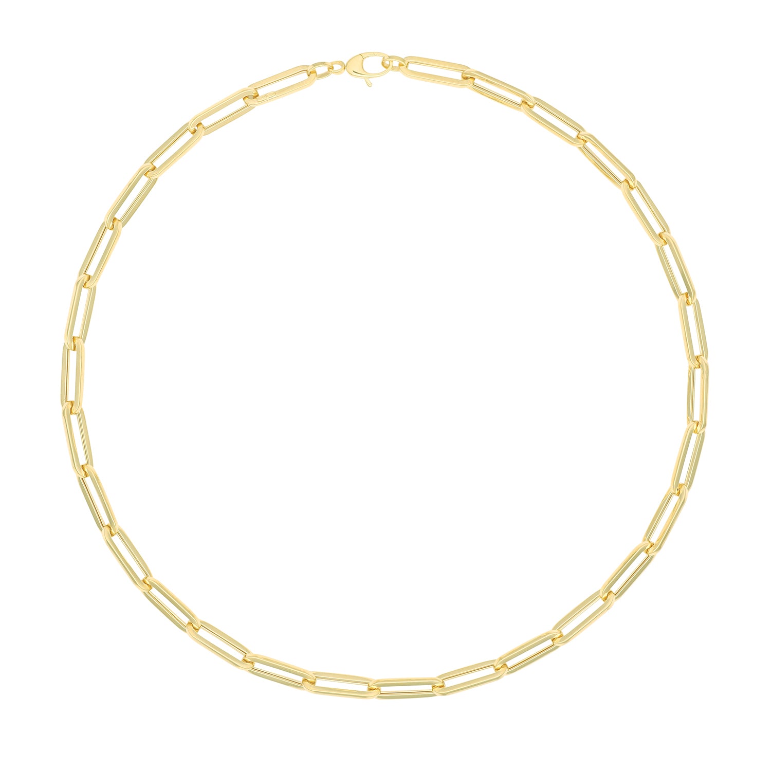 Lloyds Flat Bar Medium 18 inch Paperclip Chain Necklace - 9k Yellow Gold