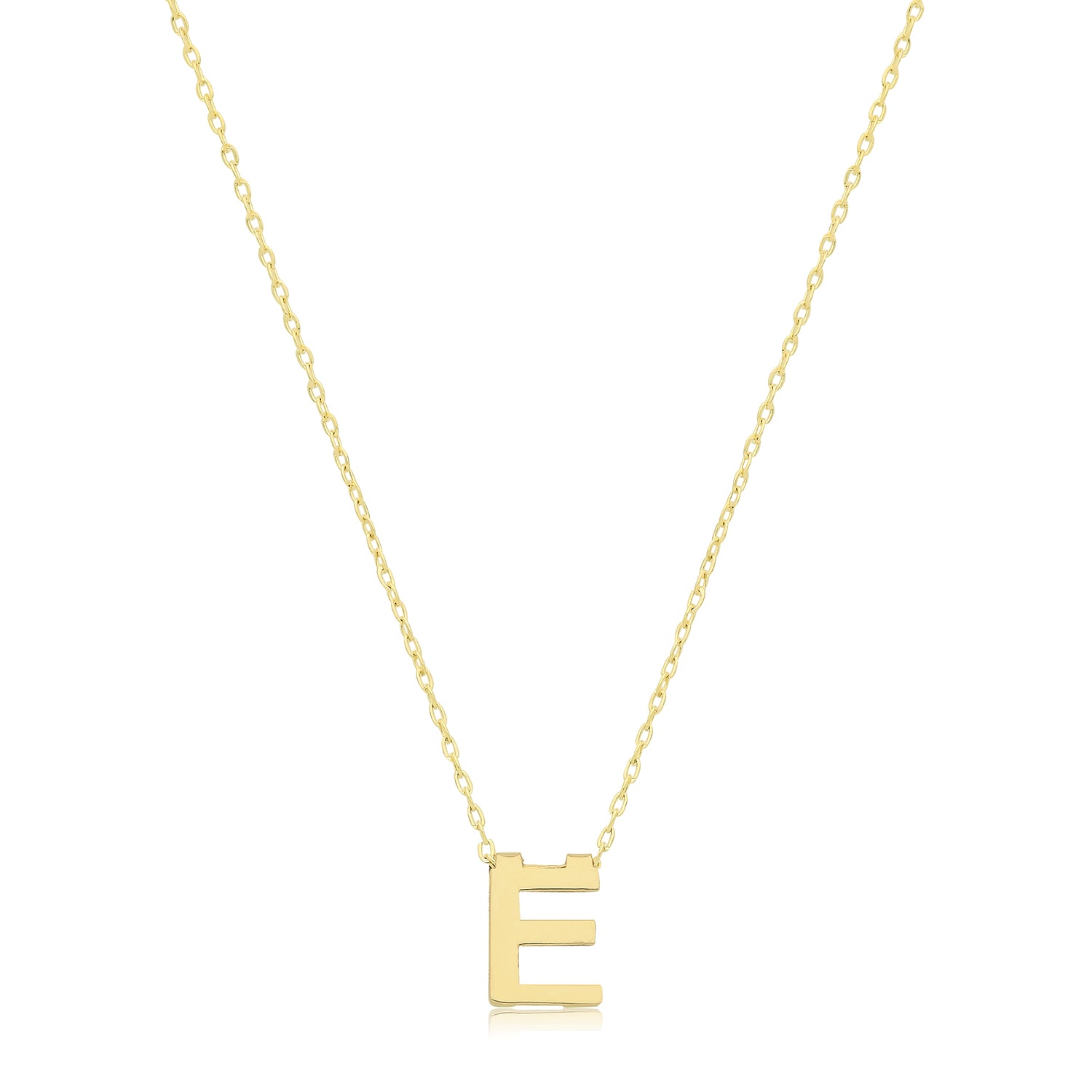 Initial Letter E Necklace – 9k Yellow Gold