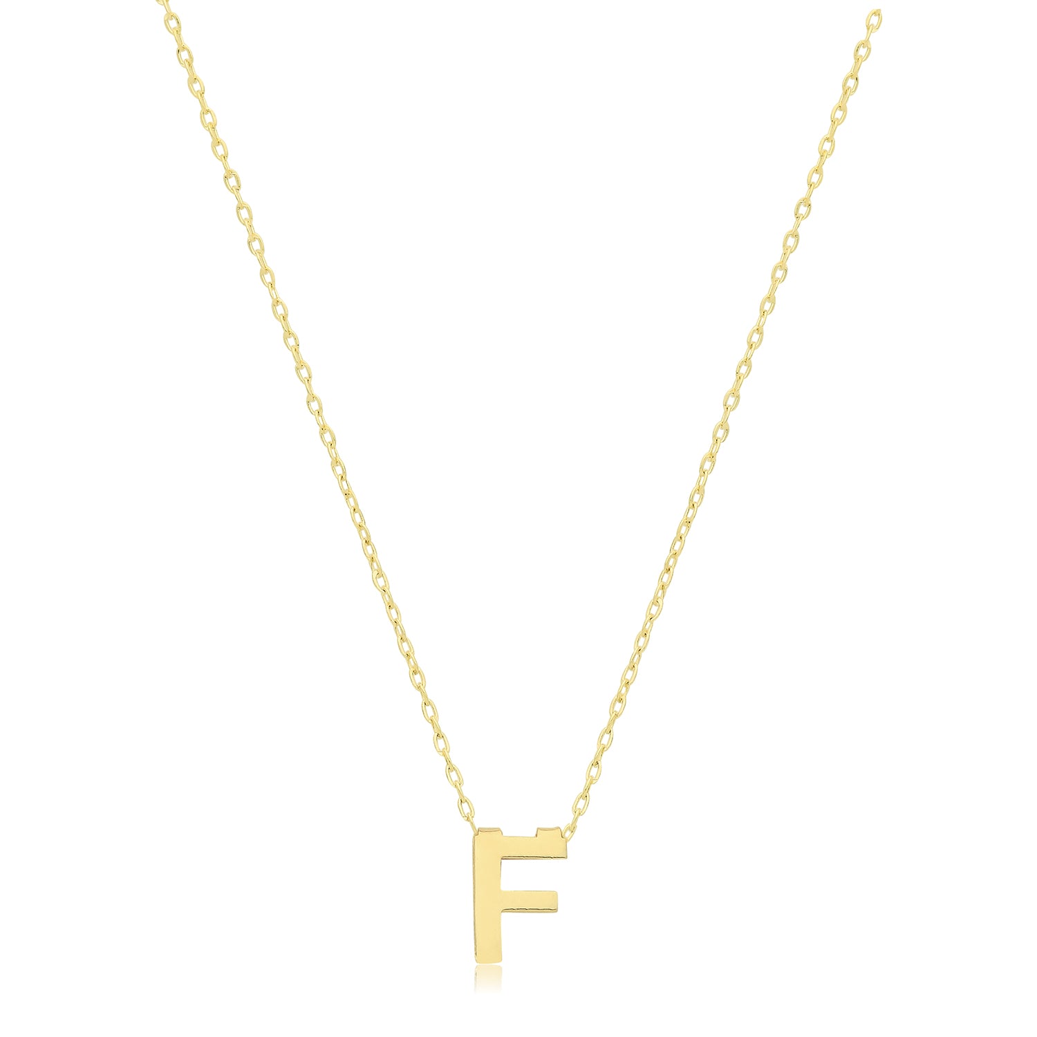 Initial Letter F Necklace – 9k Yellow Gold