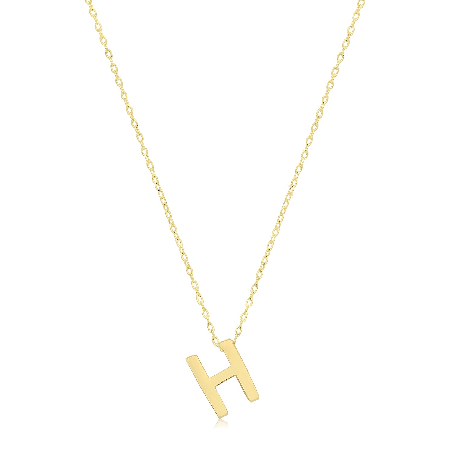 Initial Letter H Necklace – 9k Yellow Gold