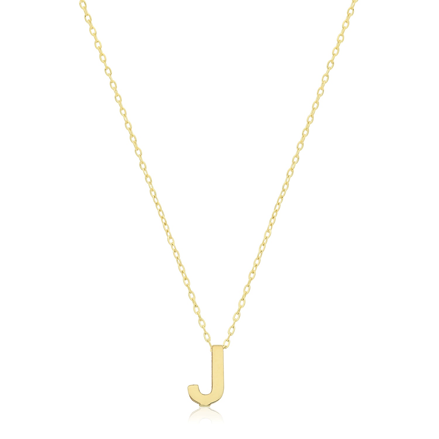 Initial Letter J Necklace – 9k Yellow Gold