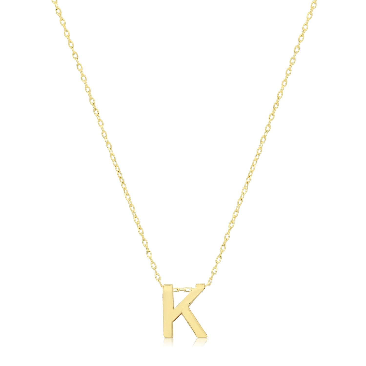 Initial Letter K Necklace – 9k Yellow Gold