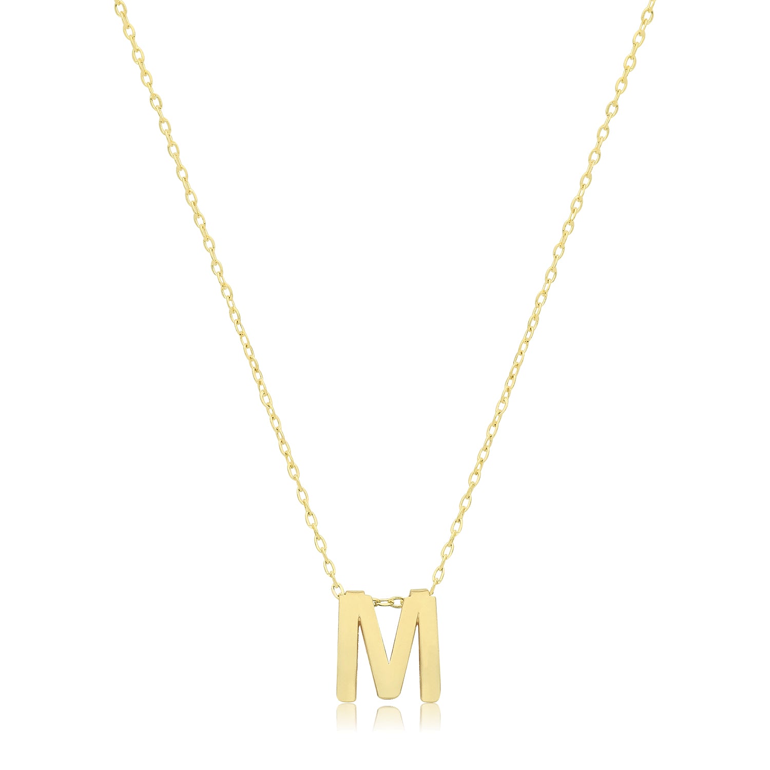 Initial Letter M Necklace – 9k Yellow Gold