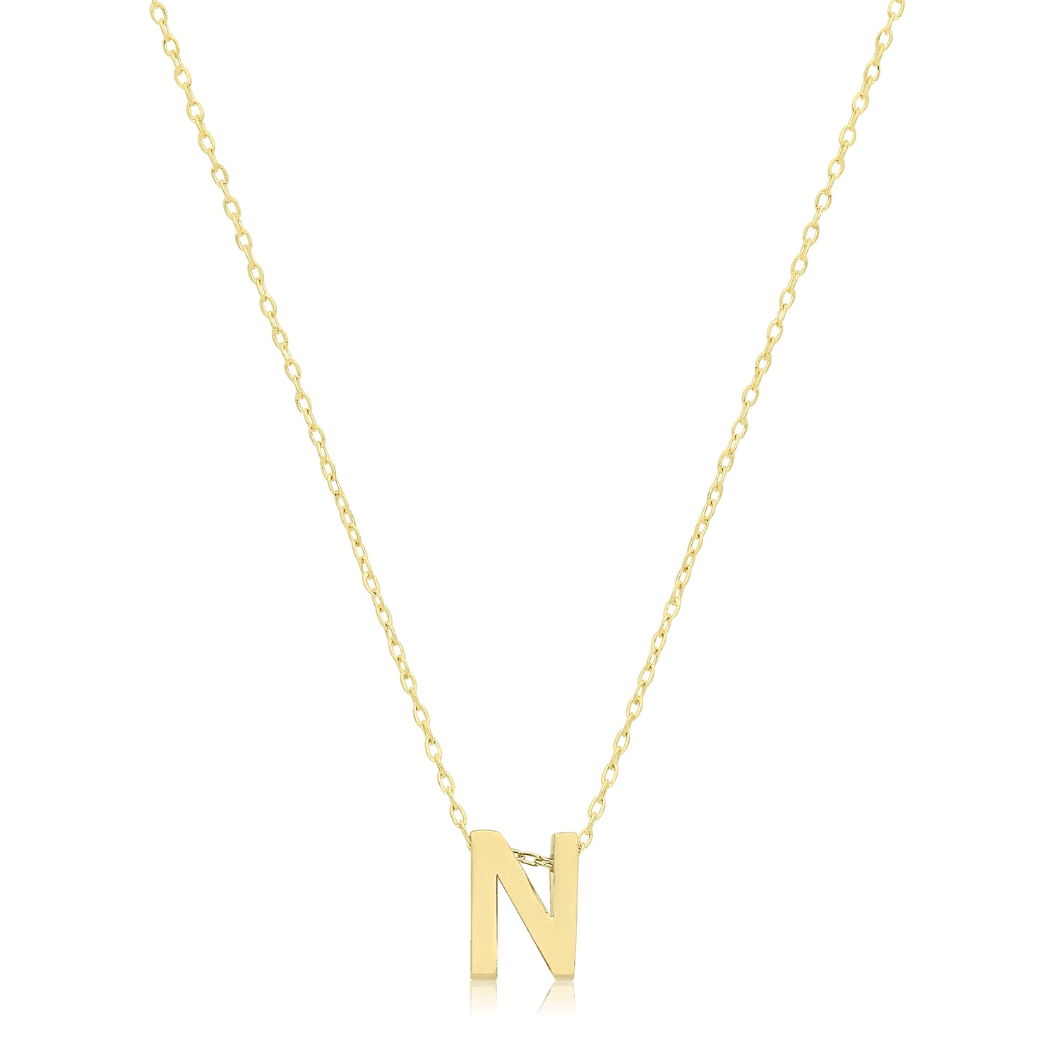 Initial Letter N Necklace – 9k Yellow Gold