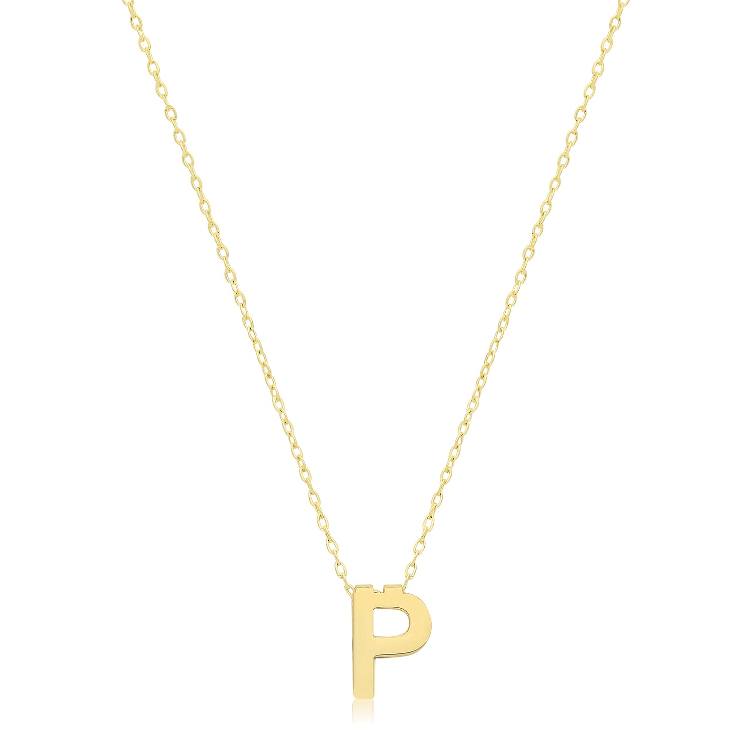 Initial Letter P Necklace – 9k Yellow Gold
