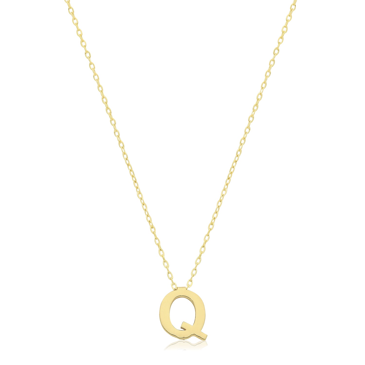Initial Letter Q Necklace – 9k Yellow Gold