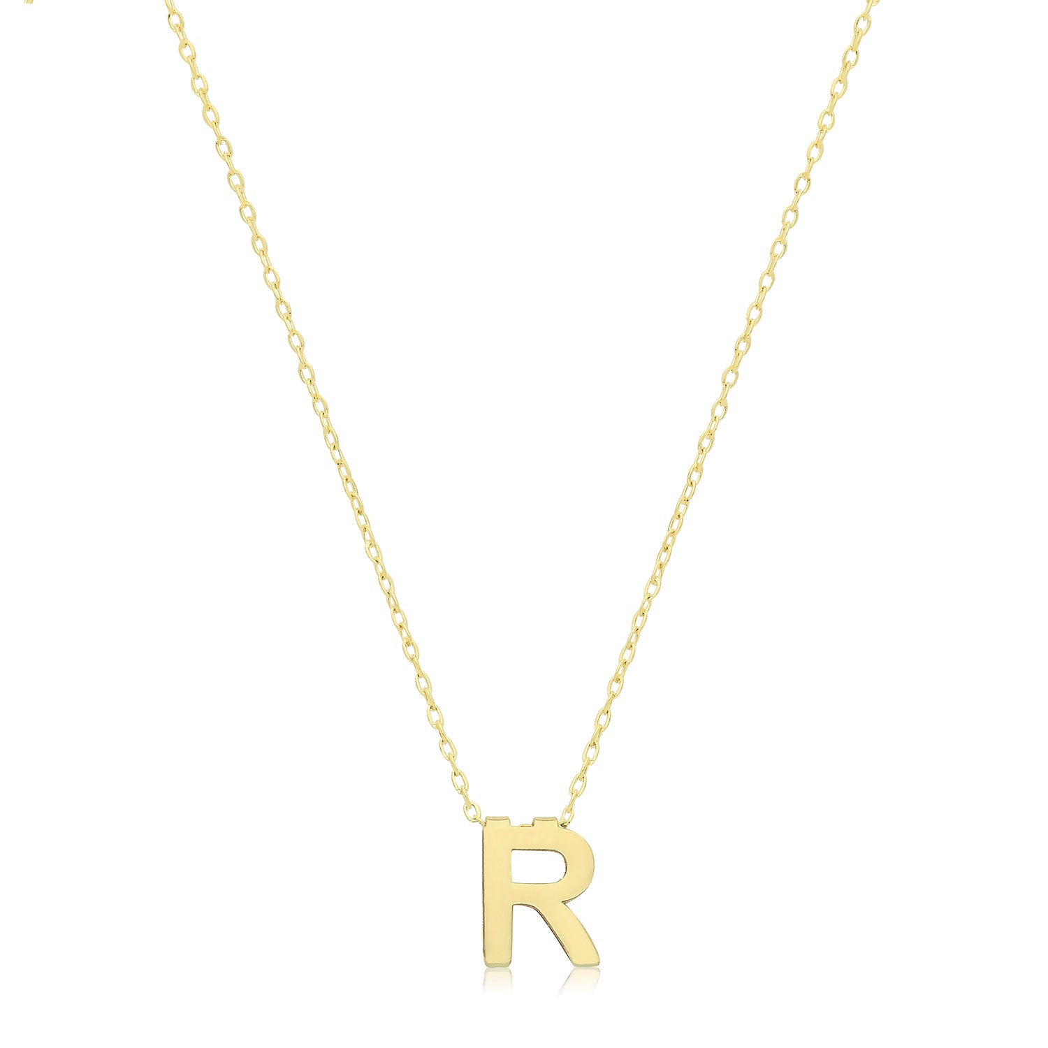 Initial Letter R Necklace – 9k Yellow Gold