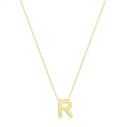 Initial Letter R Necklace – 9k Yellow Gold