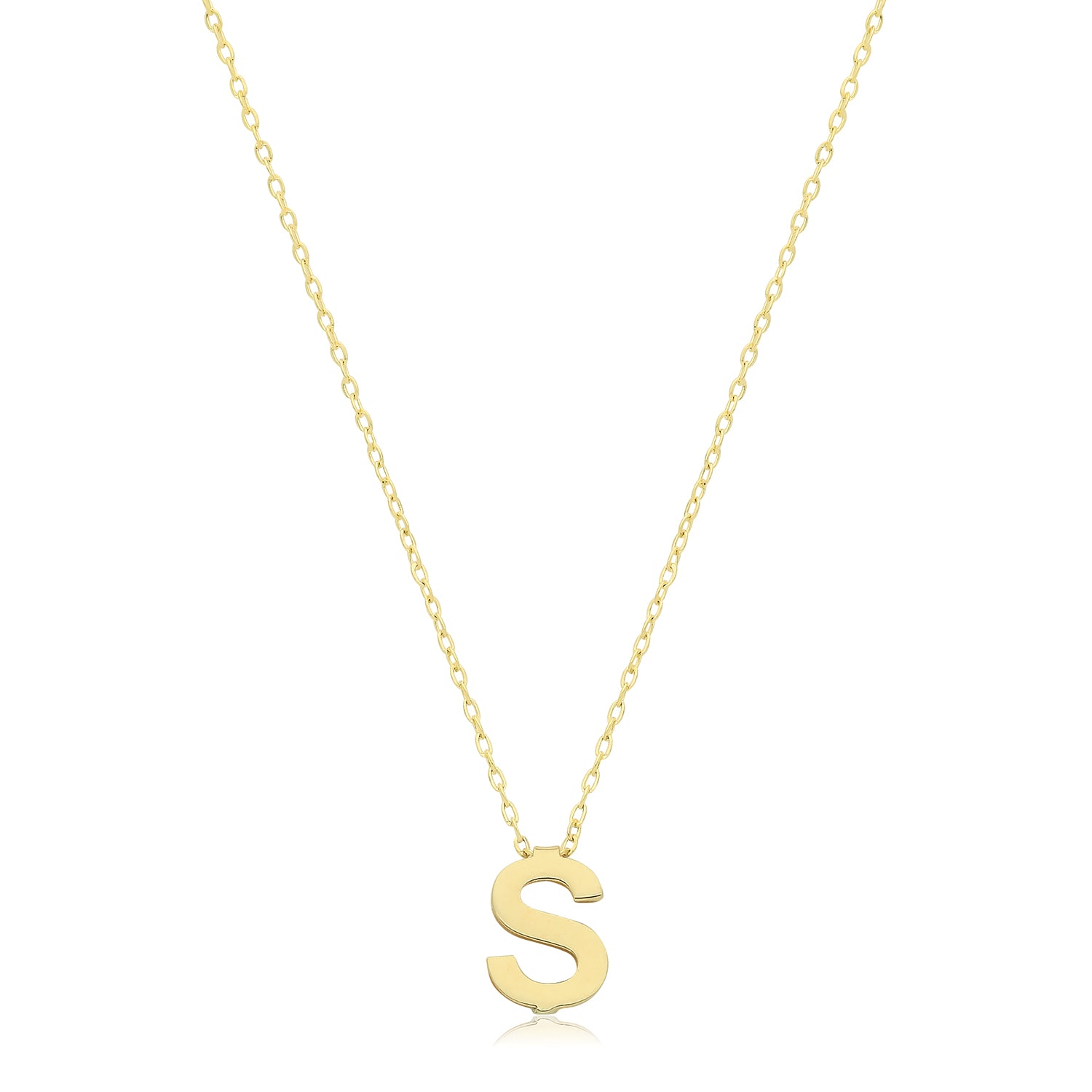 Initial Letter S Necklace – 9k Yellow Gold