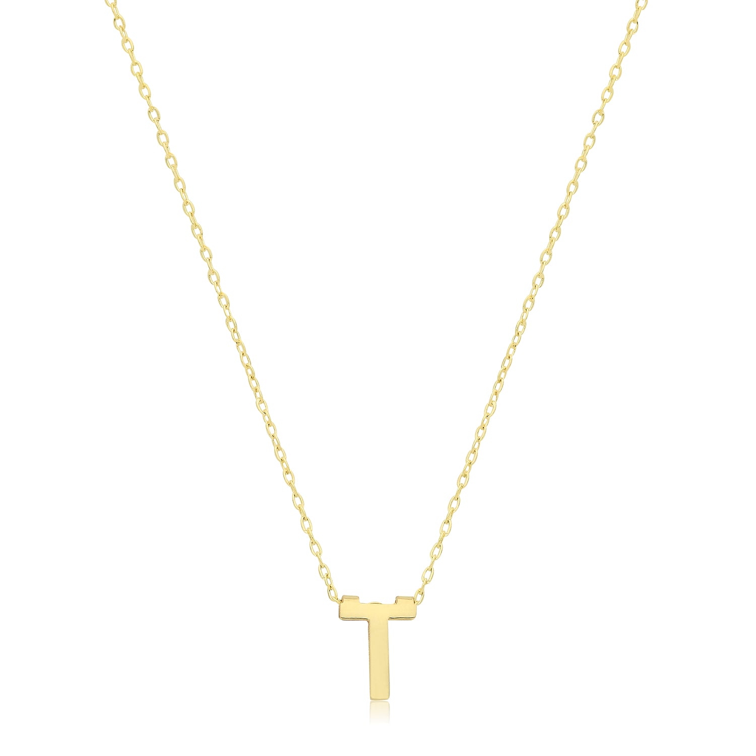 Initial Letter T Necklace – 9k Yellow Gold