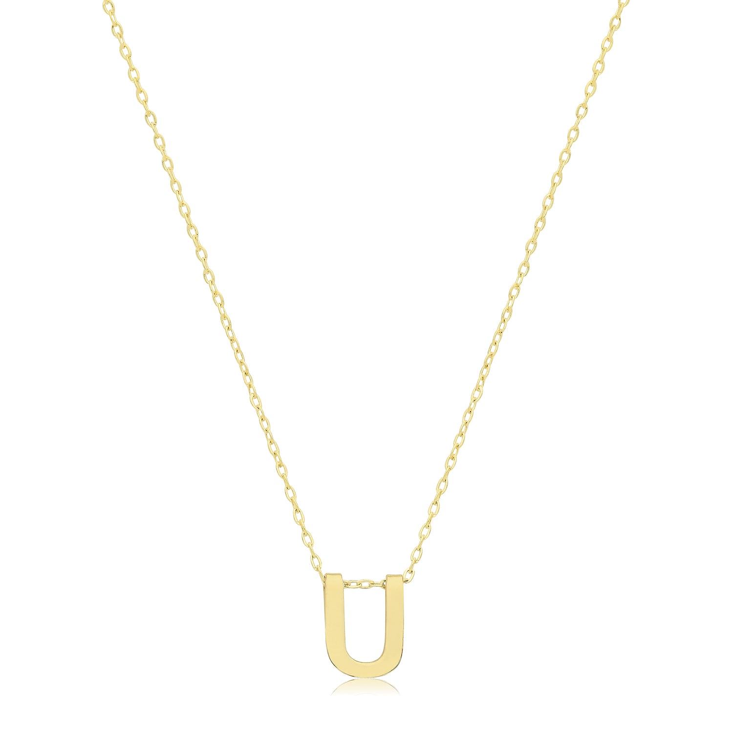 Initial Letter U Necklace – 9k Yellow Gold