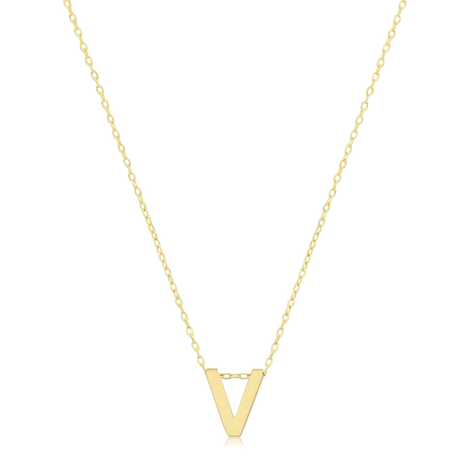 Initial Letter V Necklace – 9k Yellow Gold