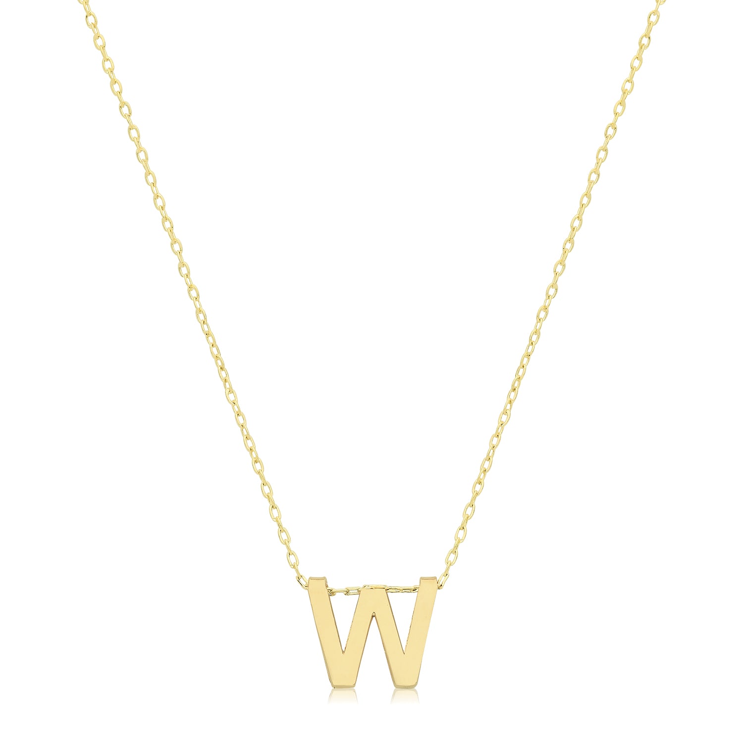 Initial Letter W Necklace – 9k Yellow Gold