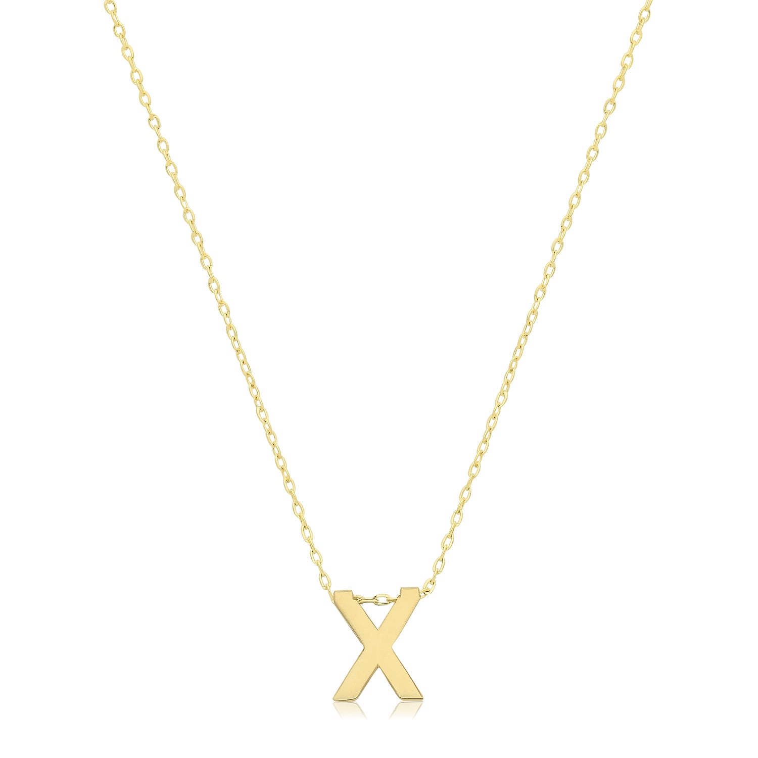 Initial Letter X Necklace – 9k Yellow Gold