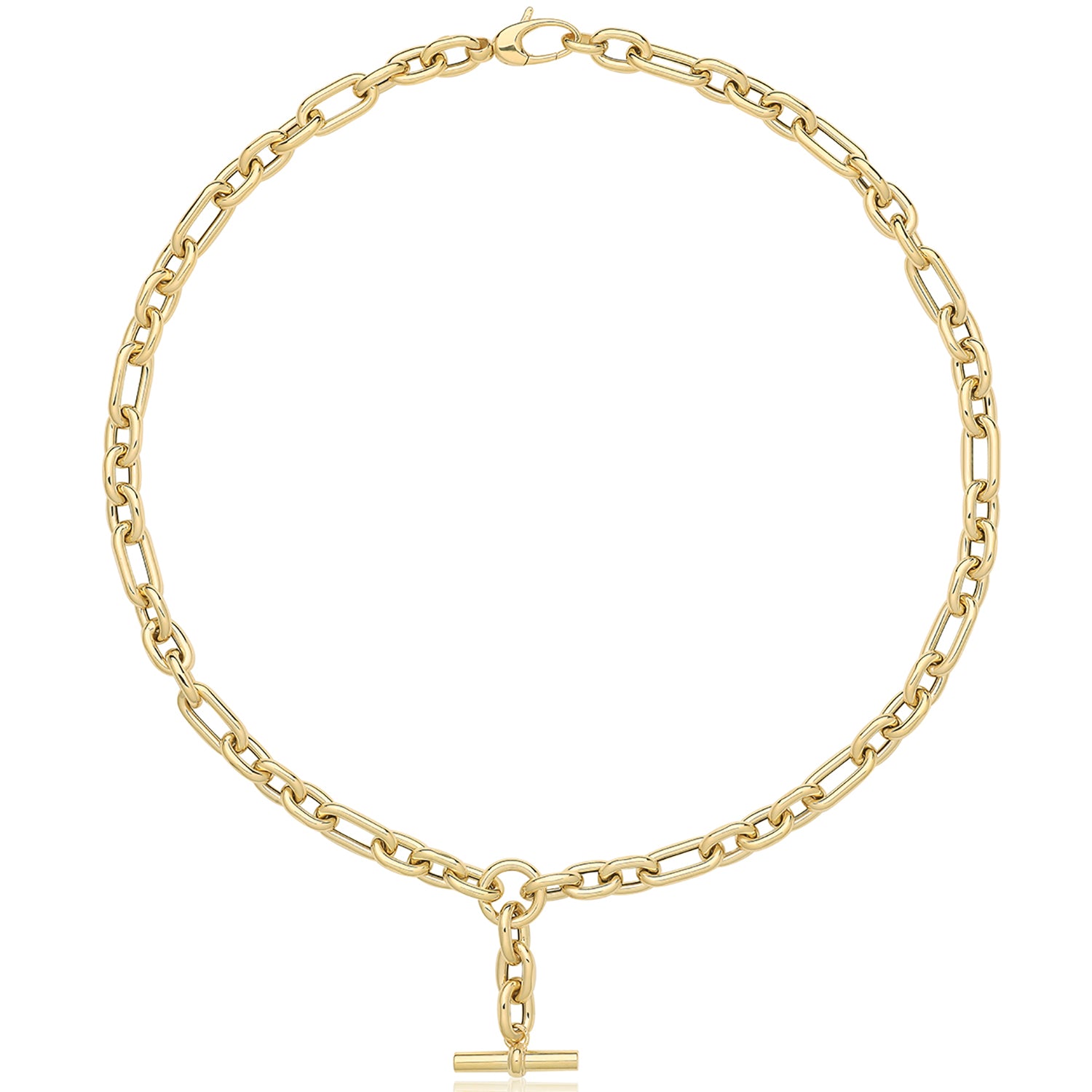 Ascot T Bar Hollow Chain Necklace - 9k Yellow Gold