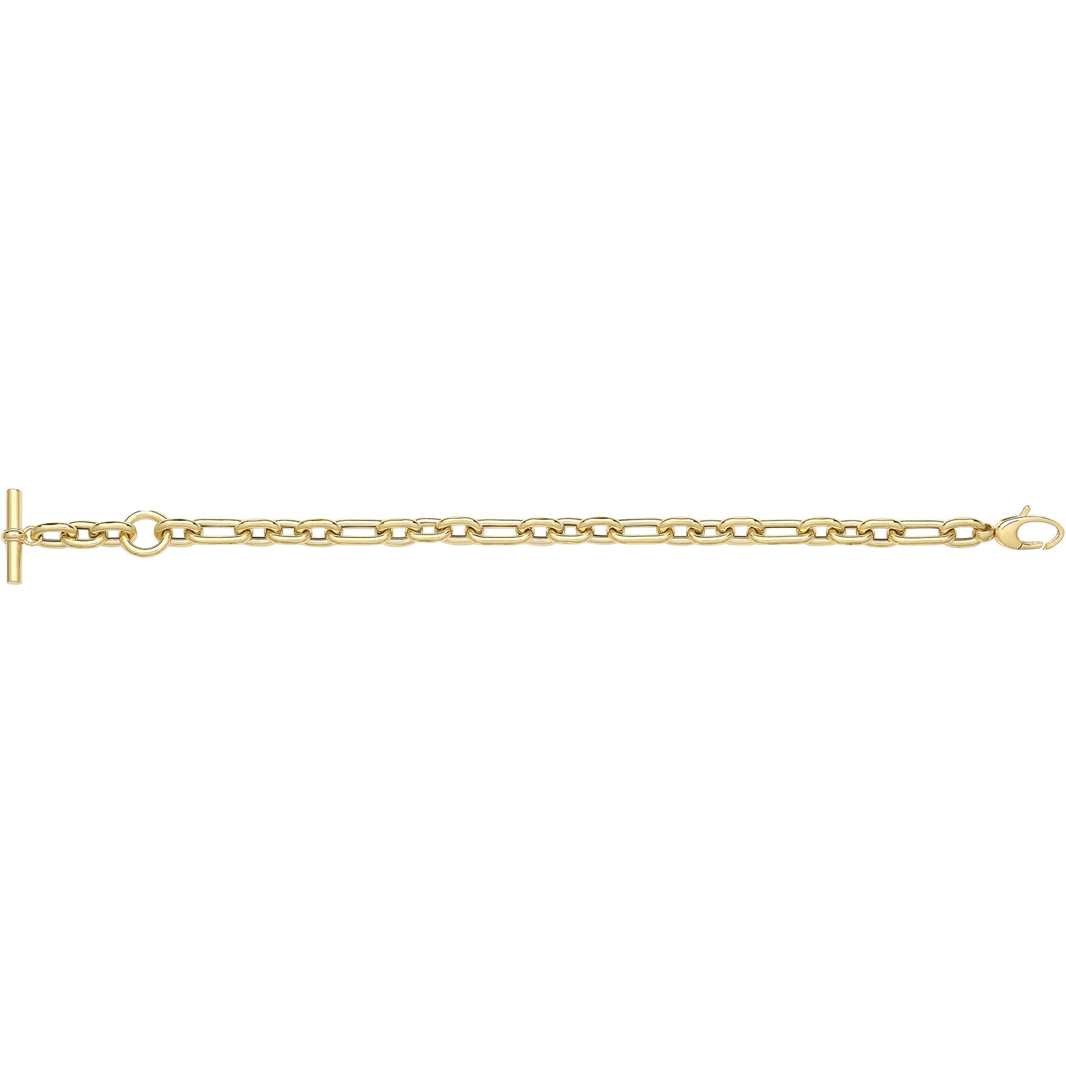 Ascot T Bar Hollow Chain Bracelet - 9k Yellow Gold