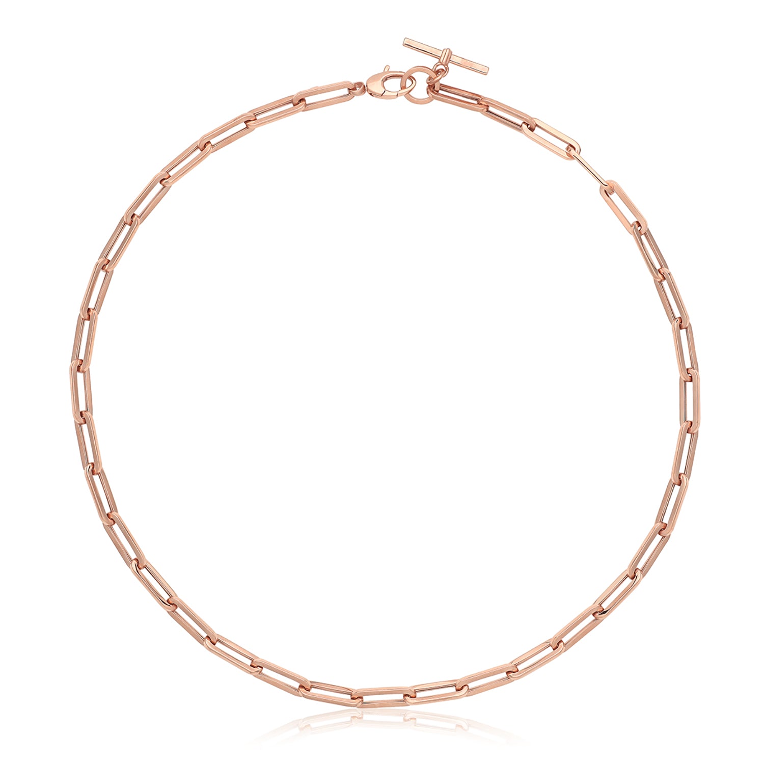 Belcher Style Paperclip Chain Necklace - 9k Rose Gold