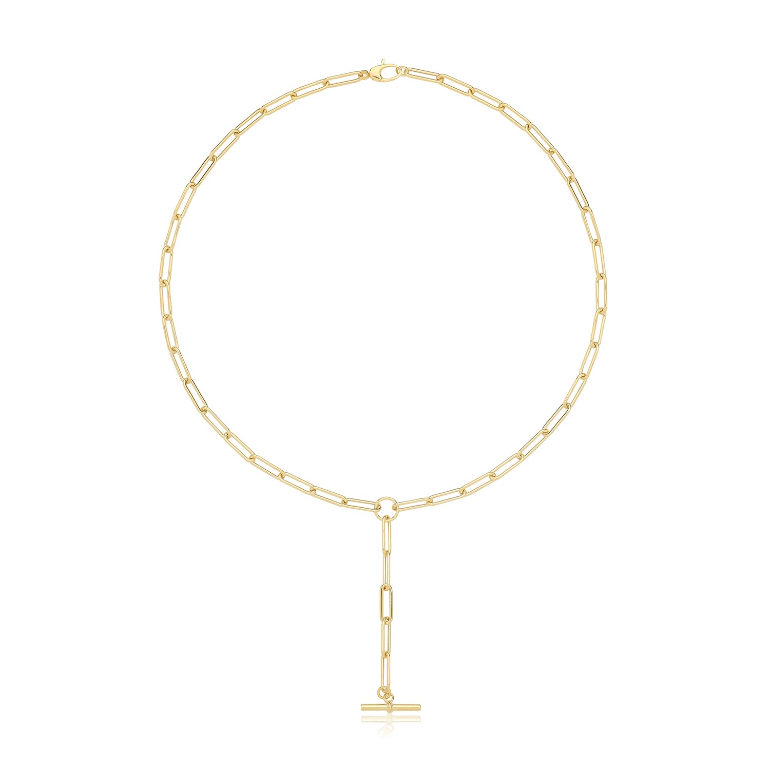 Belcher Paperclip Chain Necklace - 9k Yellow Gold